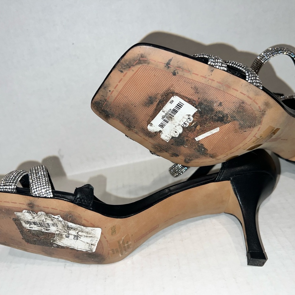 Vince Camuto Arklin Black and Silver Strappy Heels - Picture 13 of 16